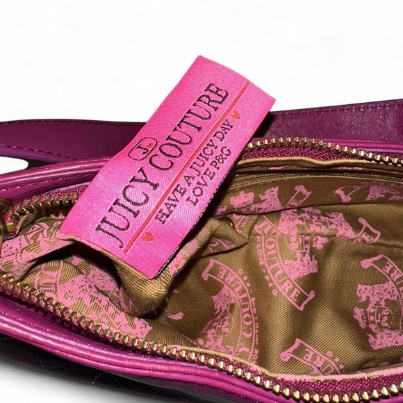 Juicy Couture Vintage Heart Chain Shoulder Bag/Baguette Pink/Purple Y2K Rare - Picture 2 of 11